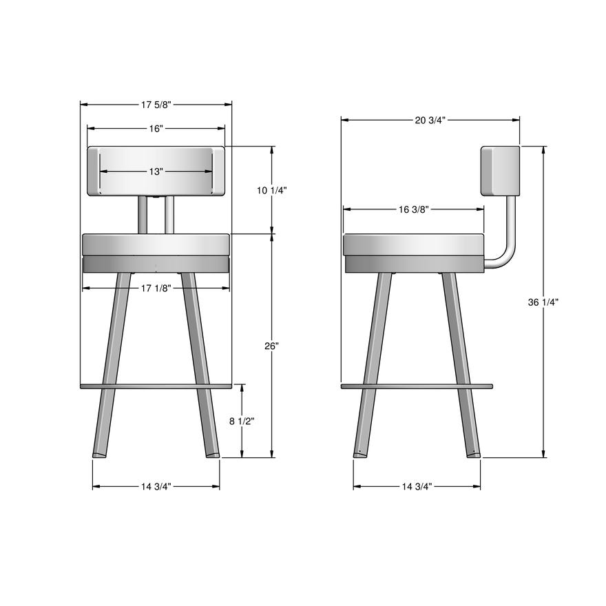Tabouret de comptoir pivotant en métal inox avec assise rembourrée en tissu ivoire - Barry