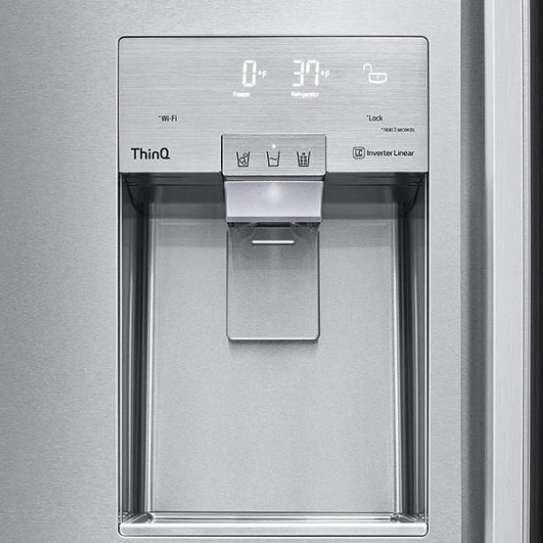 Réfrigérateur côte à côte, profondeur comptoir 42 po, 25,6 pi³ Inox avec Distributeur d'eau et Machine à glaçons