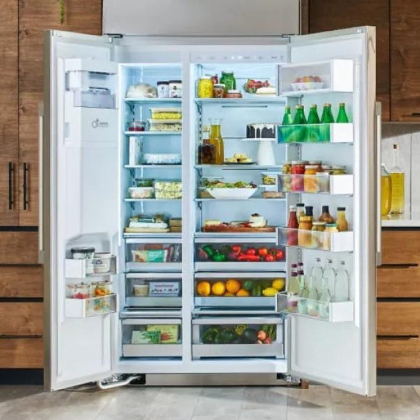 Réfrigérateur côte à côte, profondeur comptoir 42 po, 25,6 pi³ Inox avec Distributeur d'eau et Machine à glaçons