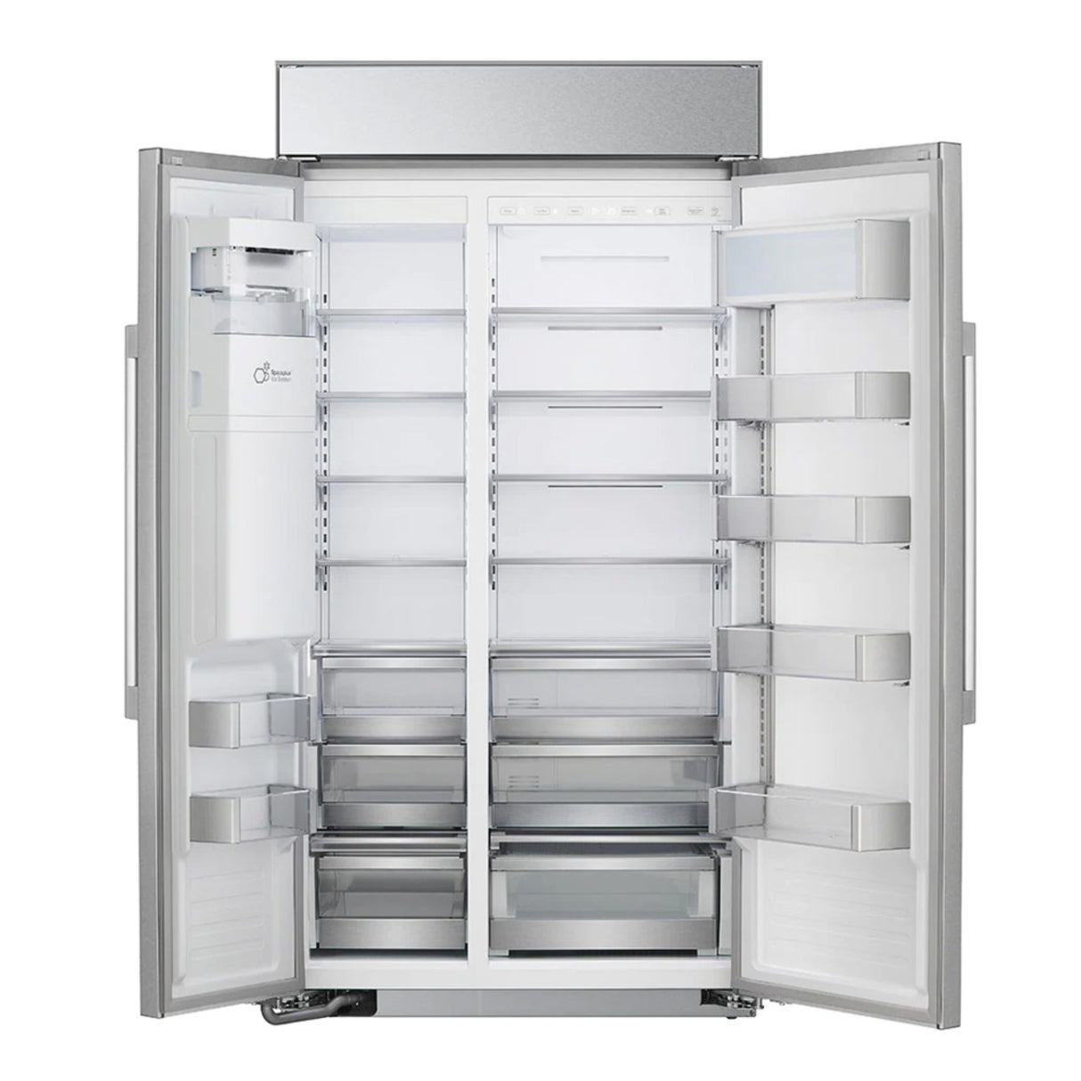 Réfrigérateur côte à côte profondeux comptoir 42 po 25,6 pi³ Inox avec distributeur d'eau et machine à glaçons