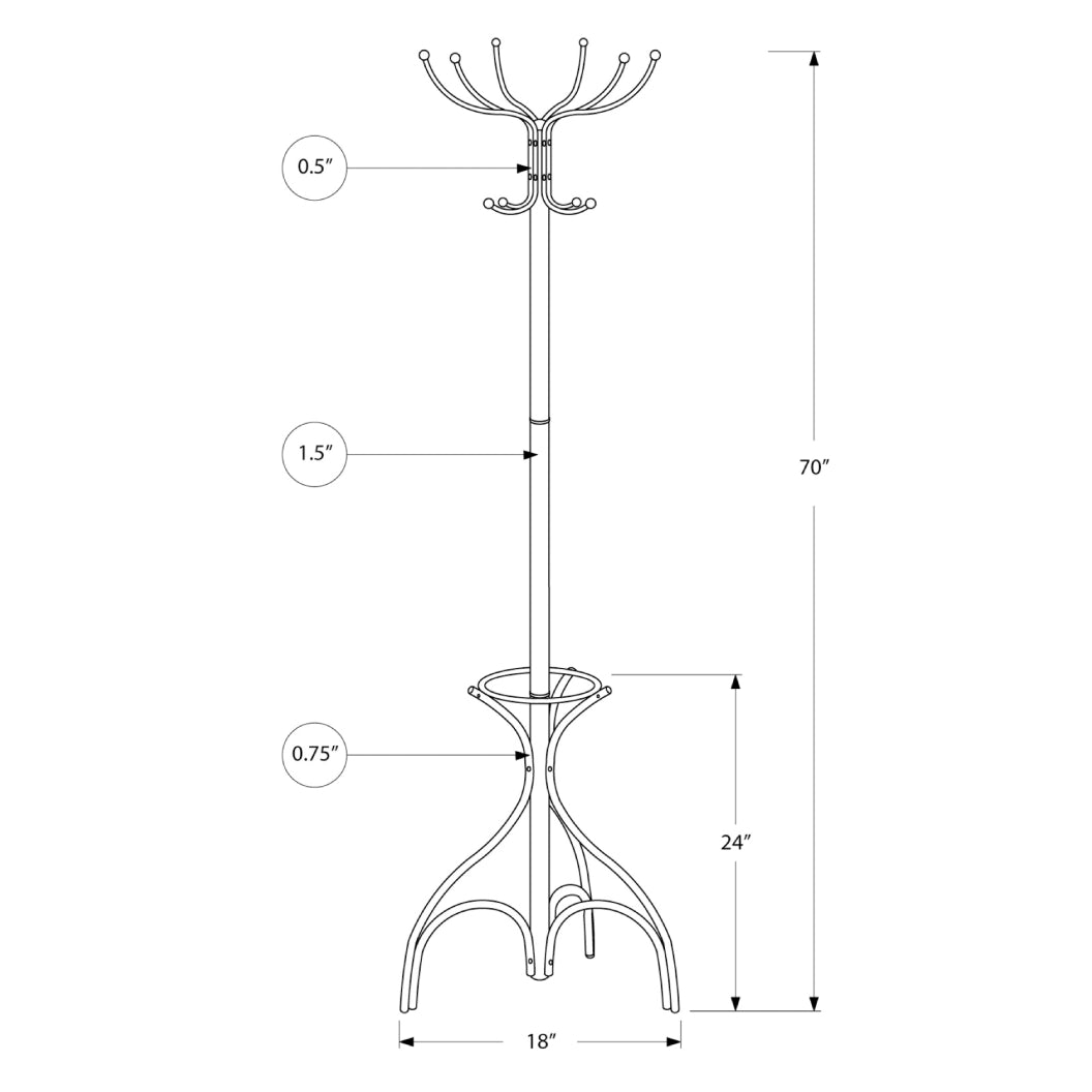 Porte-manteau en métal avec 12 crochets et soutien à parapluie - I 2030-2031-2032