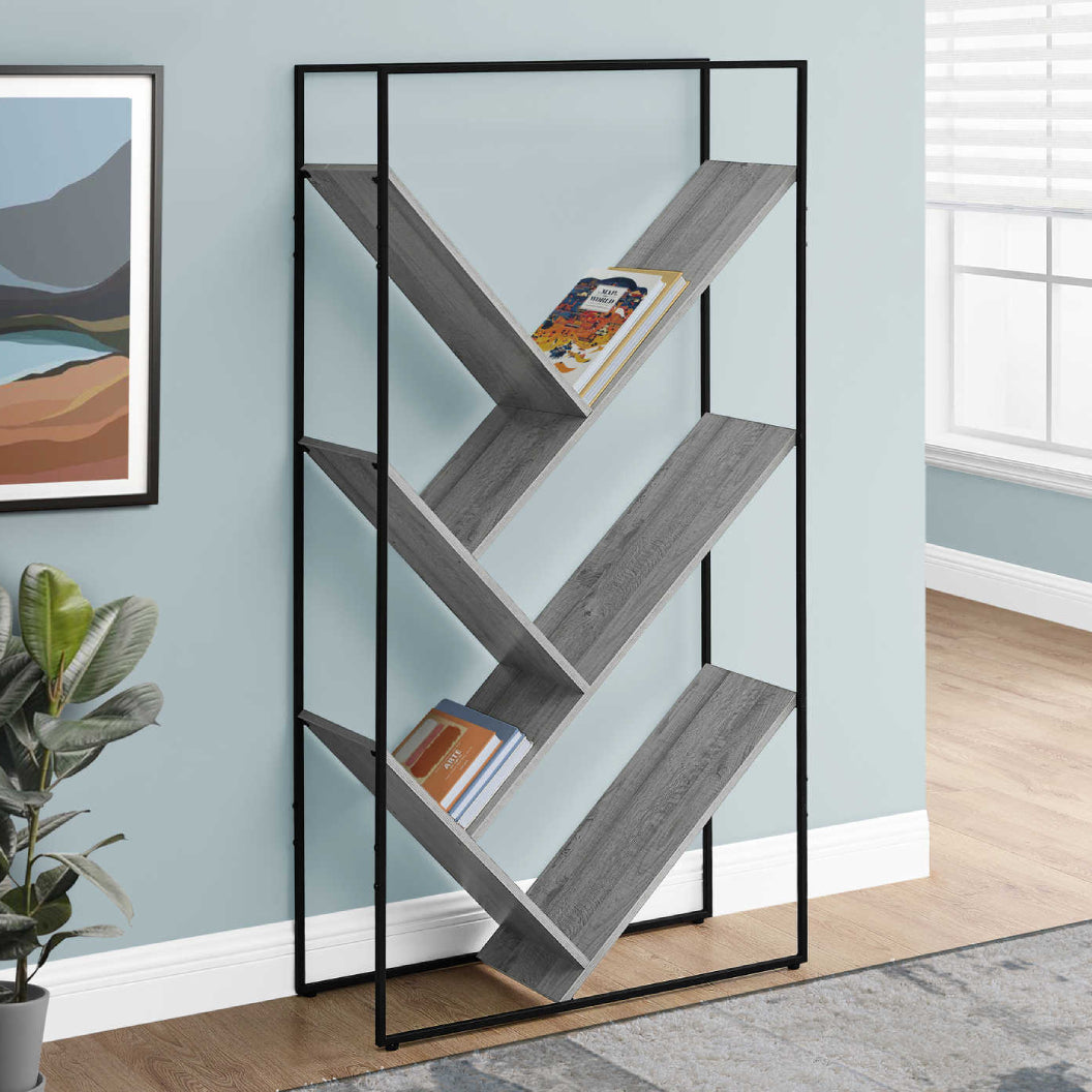 Étagère en métal noir avec 6 tablettes en MDF/stratifié - I 2200-2201-2202