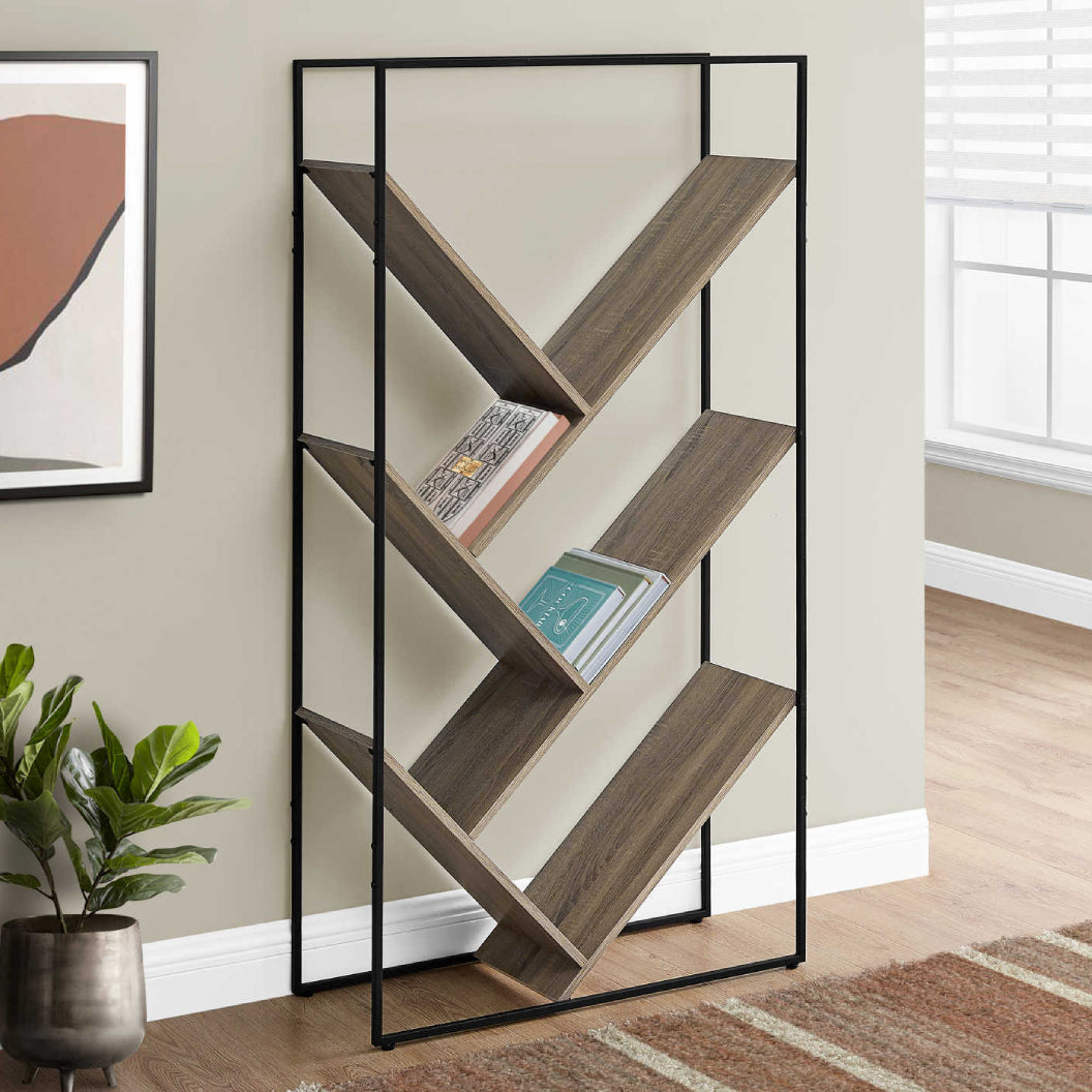 Étagère en métal noir avec 6 tablettes en MDF/stratifié - I 2200-2201-2202