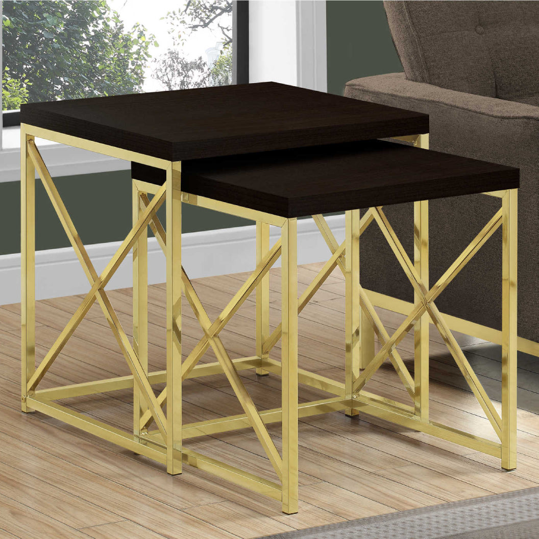 Ensemble de 2 tables gigognes en stratifé et métal - I 3025-3237