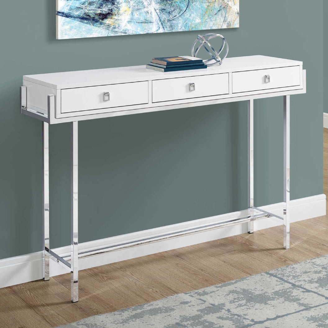Table console en stratifié et métal avec 3 tiroirs - I 3297-3299