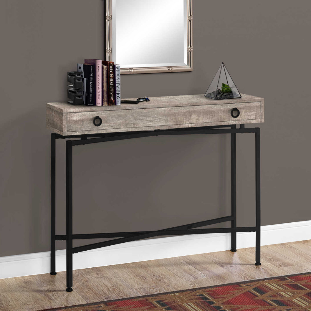 Table console en MDF/stratifié et métal noir avec 1 grand tiroir - I 3453-3454-3455