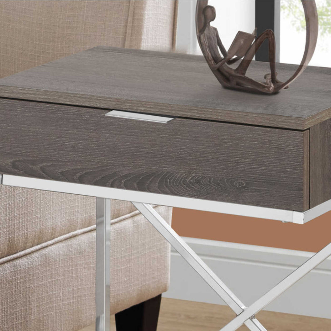 Table d'appoint en MDF/stratifié et métal chromé avec 1 tiroir - I 3470-3471-3474-3475