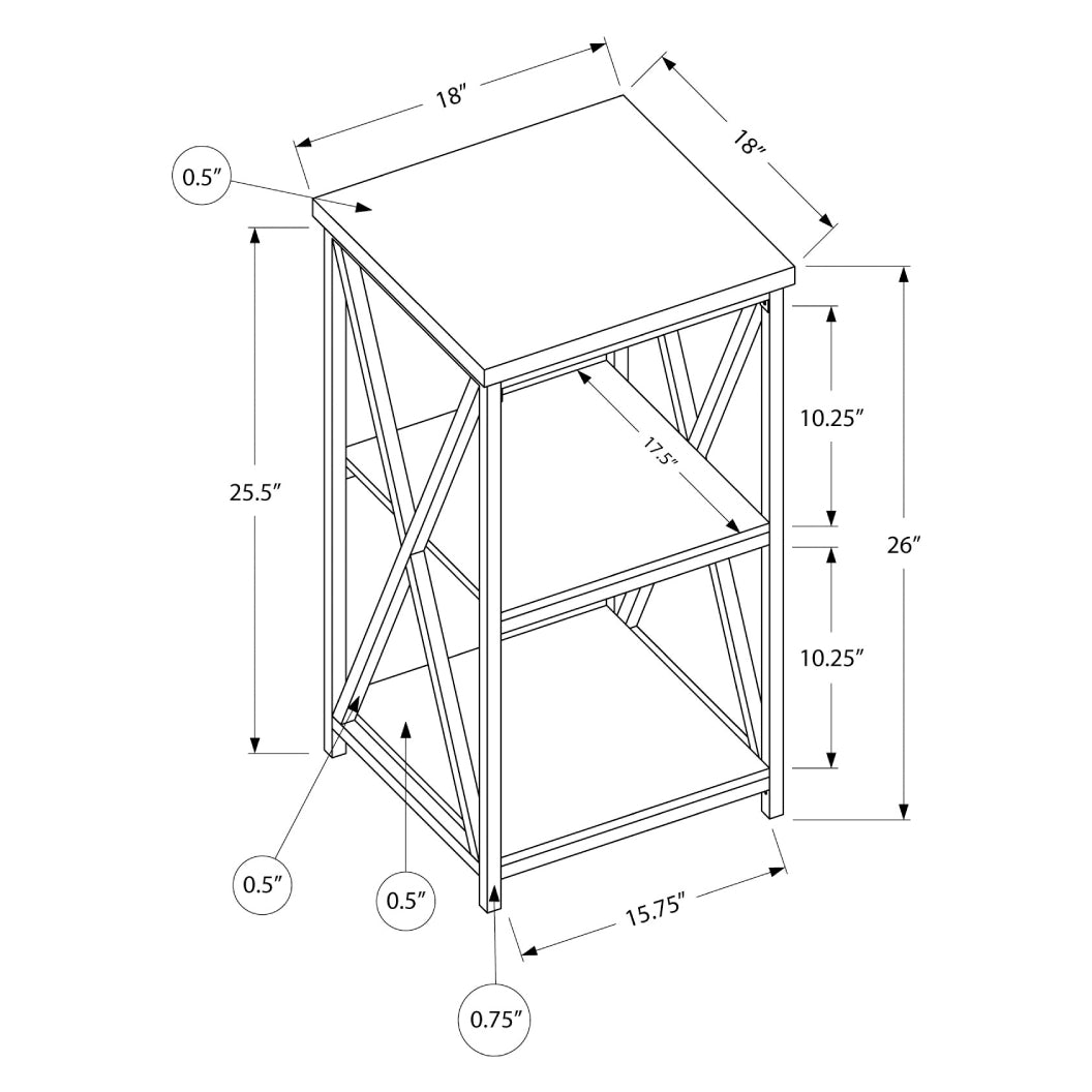 Table d'appoint en MDF/stratifié et métal - I 3596-3597-3599