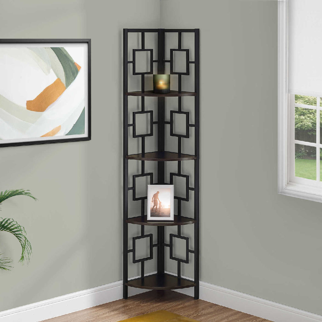 Étagère de coin en métal avec 4 tablettes en MDF/stratifié - I 3610-3611-3612-3613