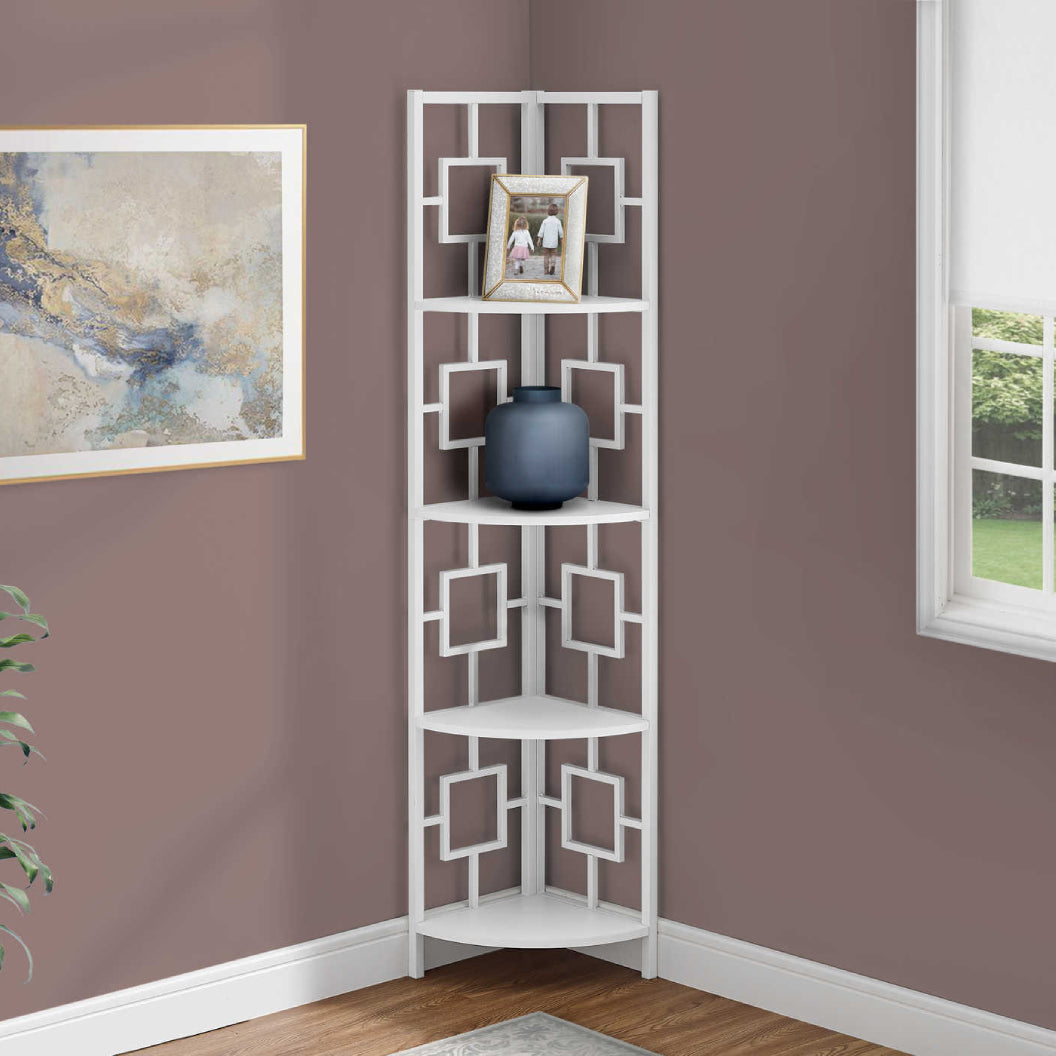 Étagère de coin en métal avec 4 tablettes en MDF/stratifié - I 3610-3611-3612-3613