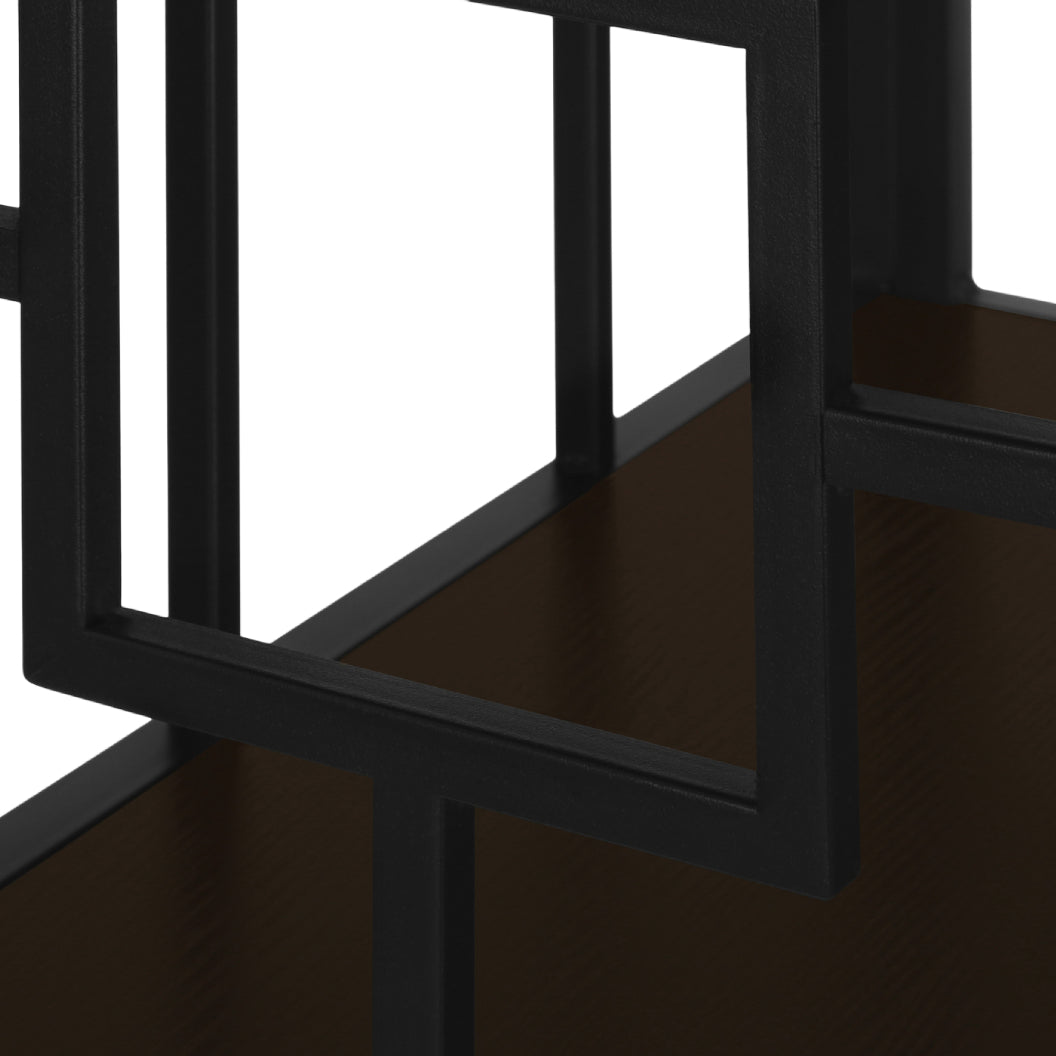 Bibliothèque en métal noir avec 4 tablettes en MDF/stratifié espresso - I 3617