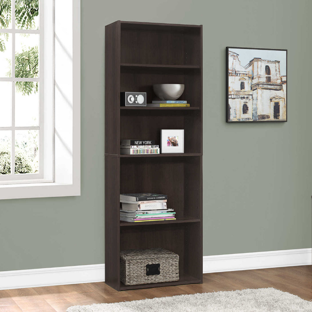 Bibliothèque en MDF/stratifié avec 5 tablettes - I 7467-7468-7469-7470