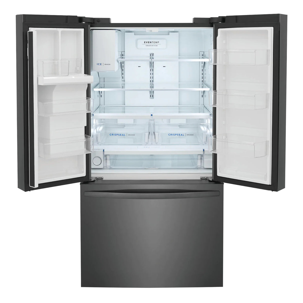 Réfrigérateur porte française 36 po, 27,8 pi³ Inox noir - 3 portes avec distributeur d'eau et machine à glaçons