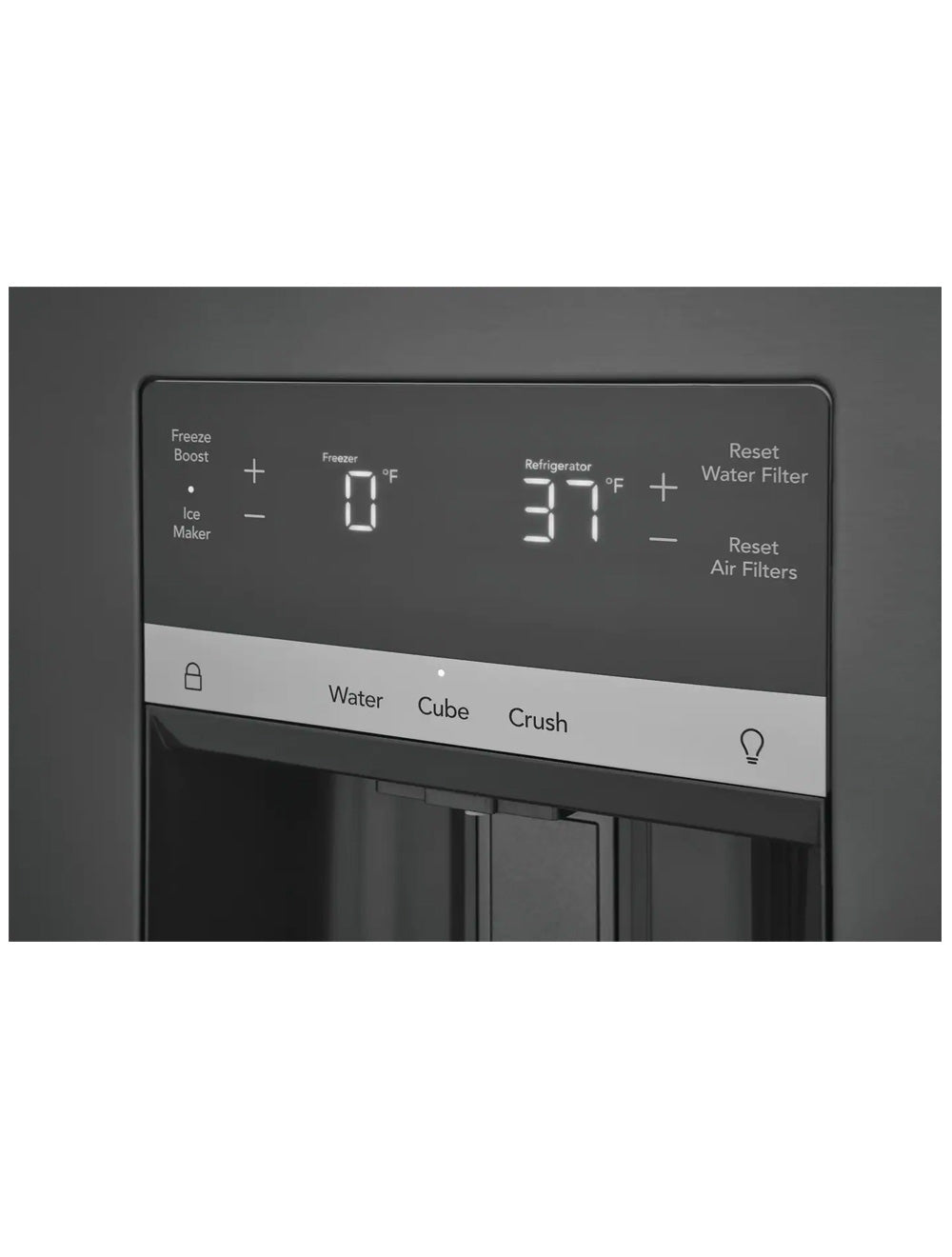 Réfrigérateur porte française 36 po, 27,8 pi³ Inox noir - 3 portes avec distributeur d'eau et machine à glaçons