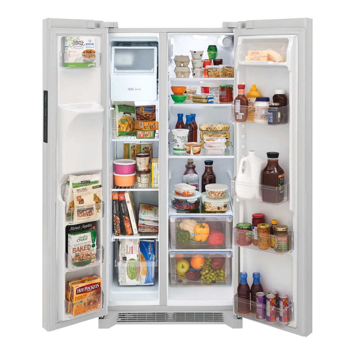 Réfrigérateur côte à côte 33 po, 22,3 pi³ Blanc avec distributeur externe d'eau et glaçons