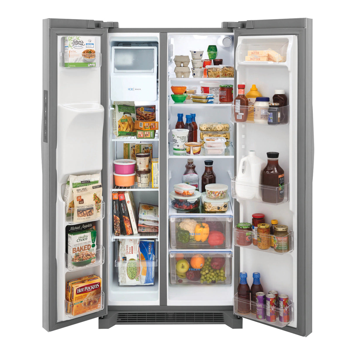 Réfrigérateur côte à côte 33 po, 22,3 pi³ Inox avec distributeur d'eau et glaçons