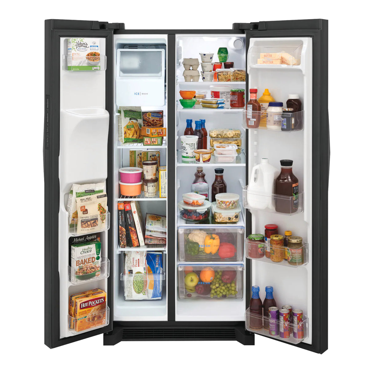 Réfrigérateur côte à côte 33 po, 22,3 pi³ Inox noir avec Distributeur externe d'eau et glaçons