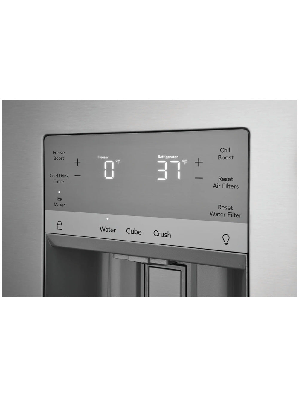 Réfrigérateur porte française 36 po, 27,8 pi³ Inox - Frigidaire Gallery avec distributeur d'eau