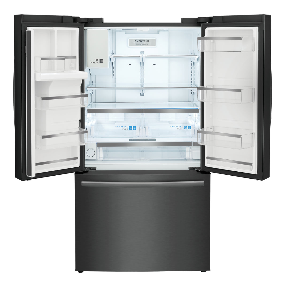 Réfrigérateur porte française 36 po, 22,6 pi³ Inox noir 3 portes avec distributeur d'eau