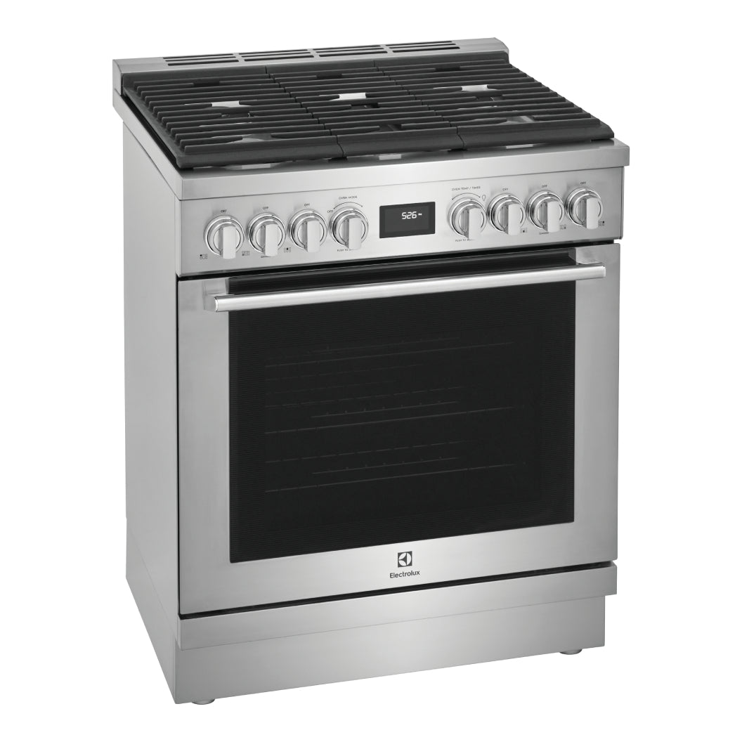 Cuisinière biénergie 30 po, 4,6 pi³ Inox avec Brûleurs scellés, Convection et Nettoyage à la vapeur
