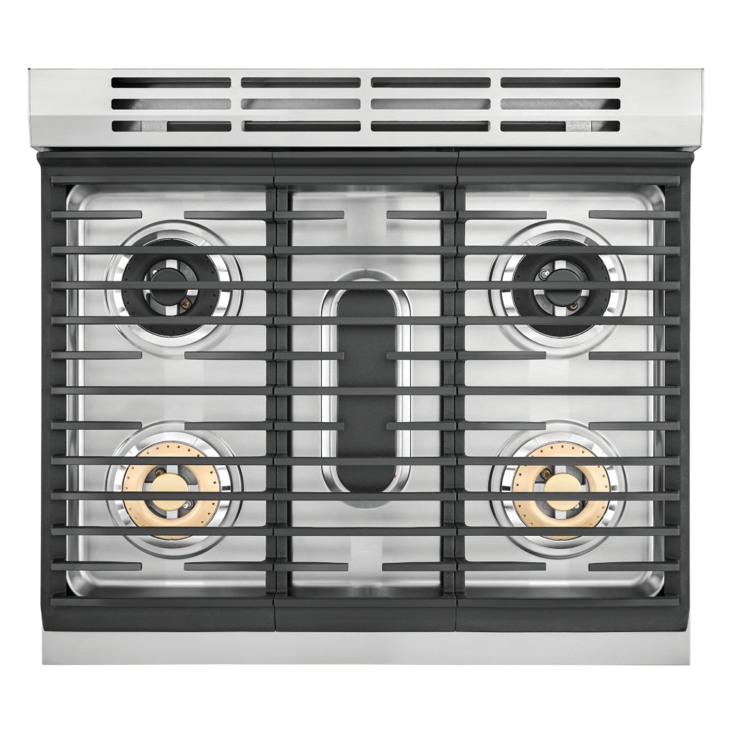 Cuisinière biénergie 30 po, 4,6 pi³ Inox avec Brûleurs scellés, Convection et Nettoyage à la vapeur