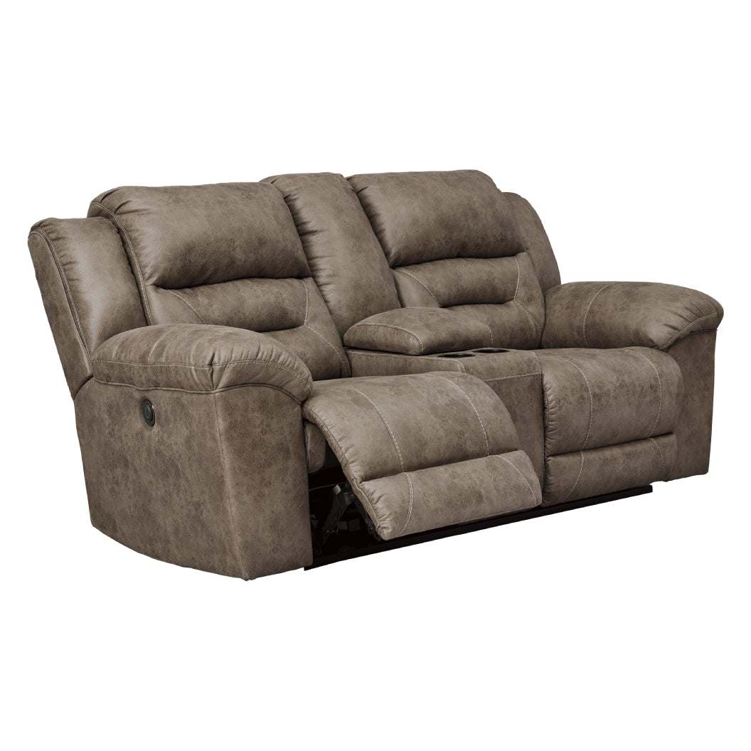 Causeuse motorisée aspect cuir avec console - Stoneland