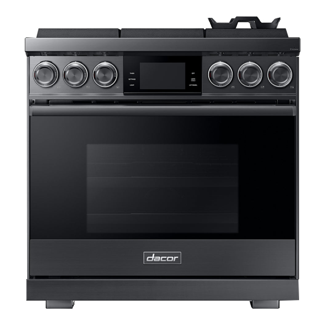 Cuisinière au gaz 36 po, 5,4 pi³ Inox graphite avec Brûleurs SimmerSear™, Convection et Wi-Fi-Bluetooth