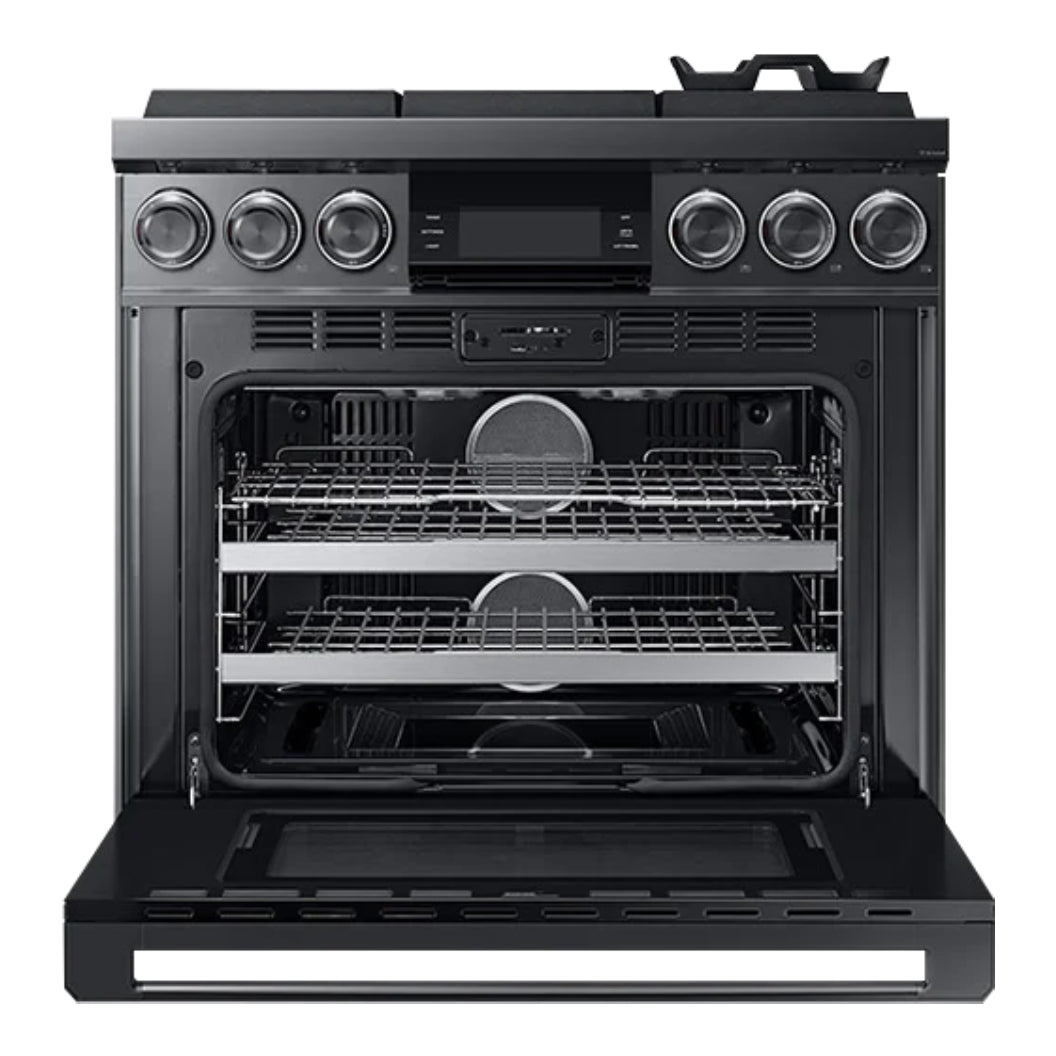 Cuisinière au gaz 36 po, 5,4 pi³ Inox graphite avec Brûleurs SimmerSear™, Convection et Wi-Fi-Bluetooth