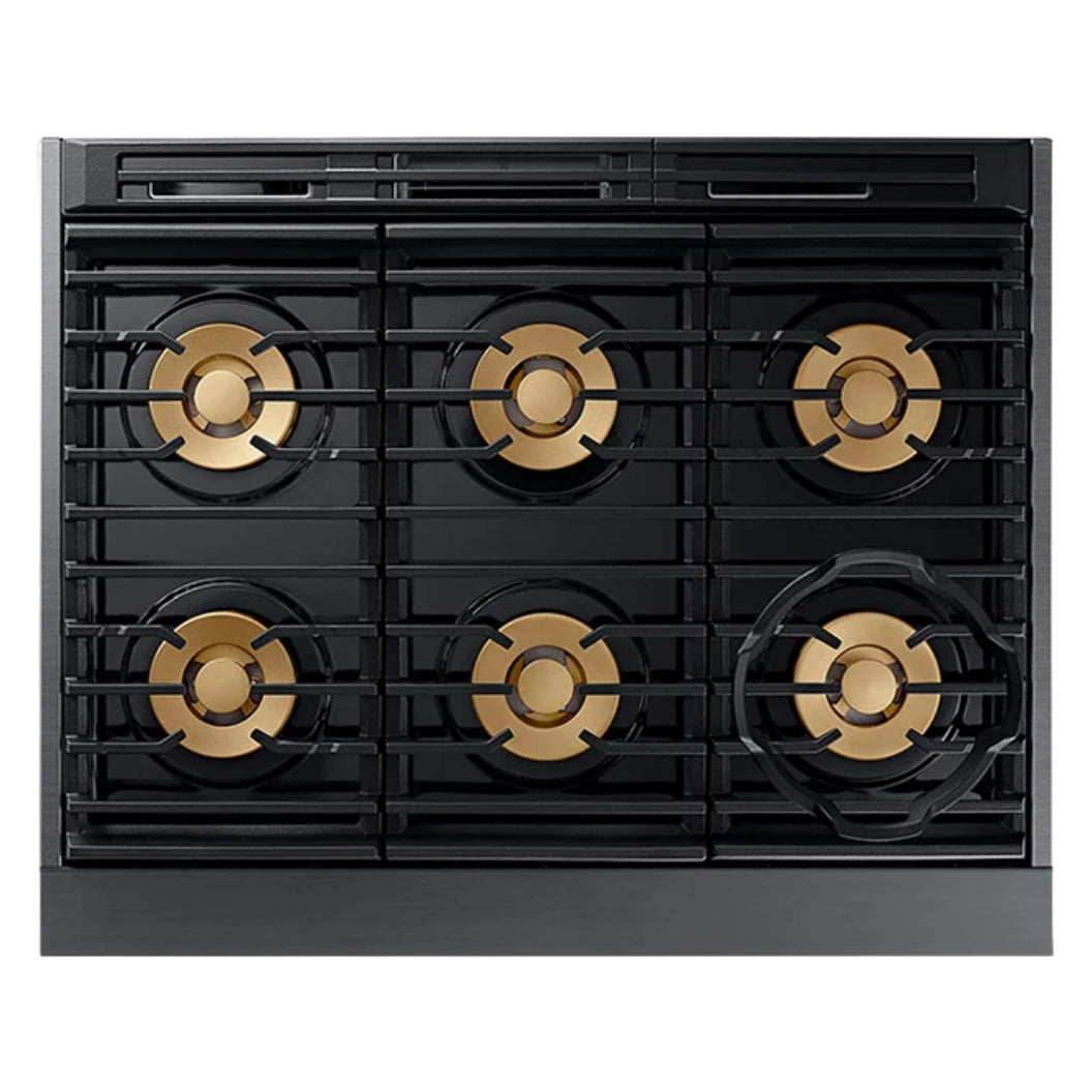 Cuisinière au gaz 36 po, 5,4 pi³ Inox graphite avec Brûleurs SimmerSear™, Convection et Wi-Fi-Bluetooth