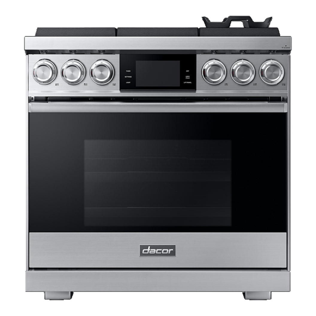 Cuisinière au gaz 36 po, 5,4 pi³ Inox argenté avec Brûleurs SimmerSear™, Convection et Wi-Fi-Bluetooth