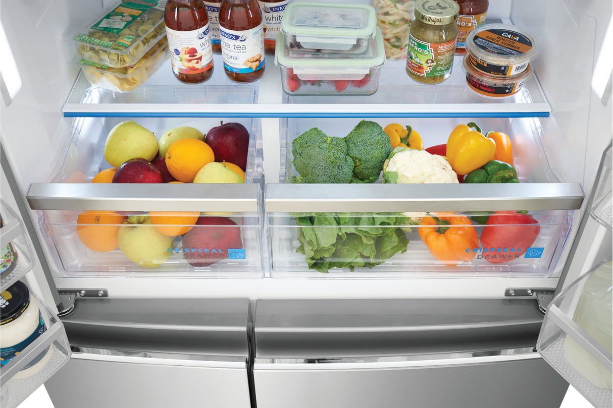 Réfrigérateur 4 portes à profondeur de comptoir 36 po, 21,5 pi³ Inox avec distributeur externe d'eau et glaçons