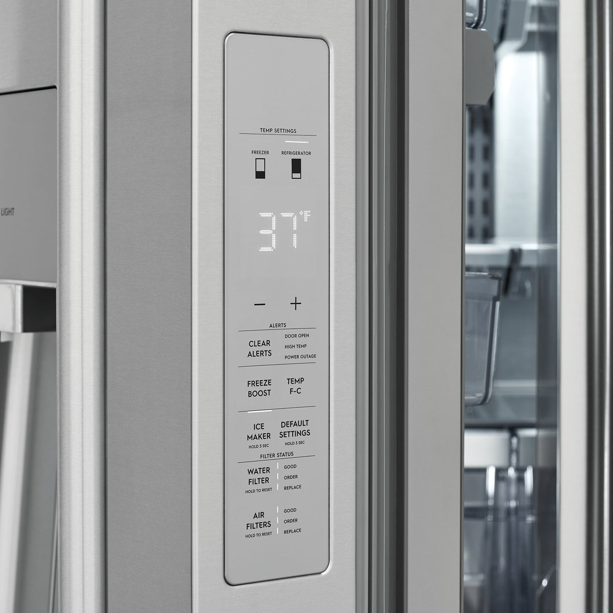 Réfrigérateur à portes françaises, profondeur comptoir 36 po, 23 pi³ Inox avec Distributeur externe d'eau/glaçons