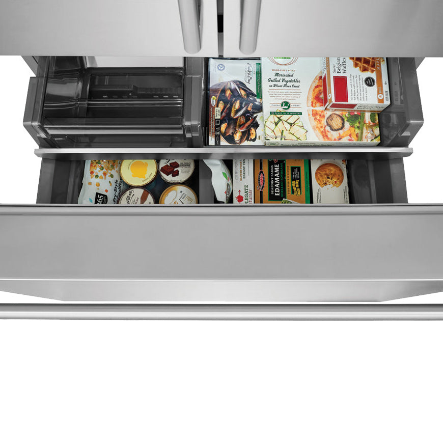 Réfrigérateur à portes françaises, profondeur comptoir 36 po, 23 pi³ Inox avec Système EvenTemp™ et Distributeur d'eau/glaçons