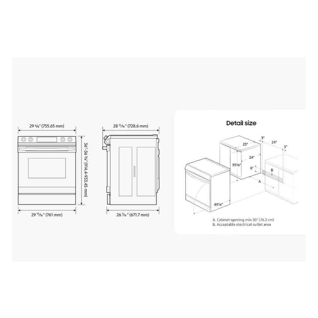 Cuisinière à induction encastrable 30 po 6,3 pi³ Inox - Air Fry et brûleur de 3800 W