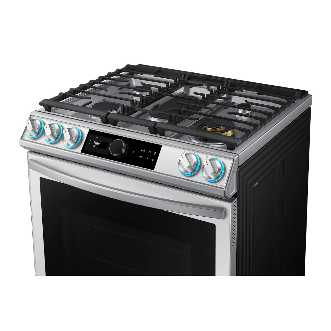 Cuisinière au gaz encastrable 30 po. 6,0 pi³ verre blanc