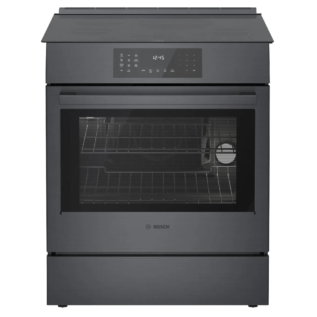Cuisinière à induction encastrable 30 po, 4,6 pi³ Inox noir - Série 800 avec Convection pro & tiroir réchaud