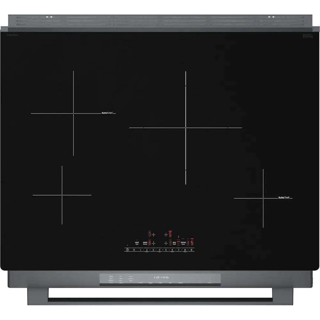 Cuisinière à induction encastrable 30 po, 4,6 pi³ Inox noir - Série 800 avec Convection pro & tiroir réchaud