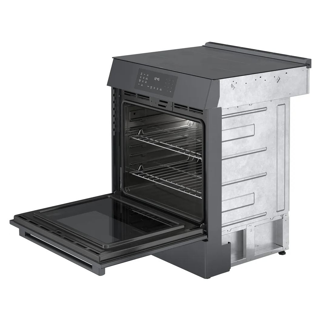 Cuisinière à induction encastrable 30 po, 4,6 pi³ Inox noir - Série 800 avec Convection pro & tiroir réchaud