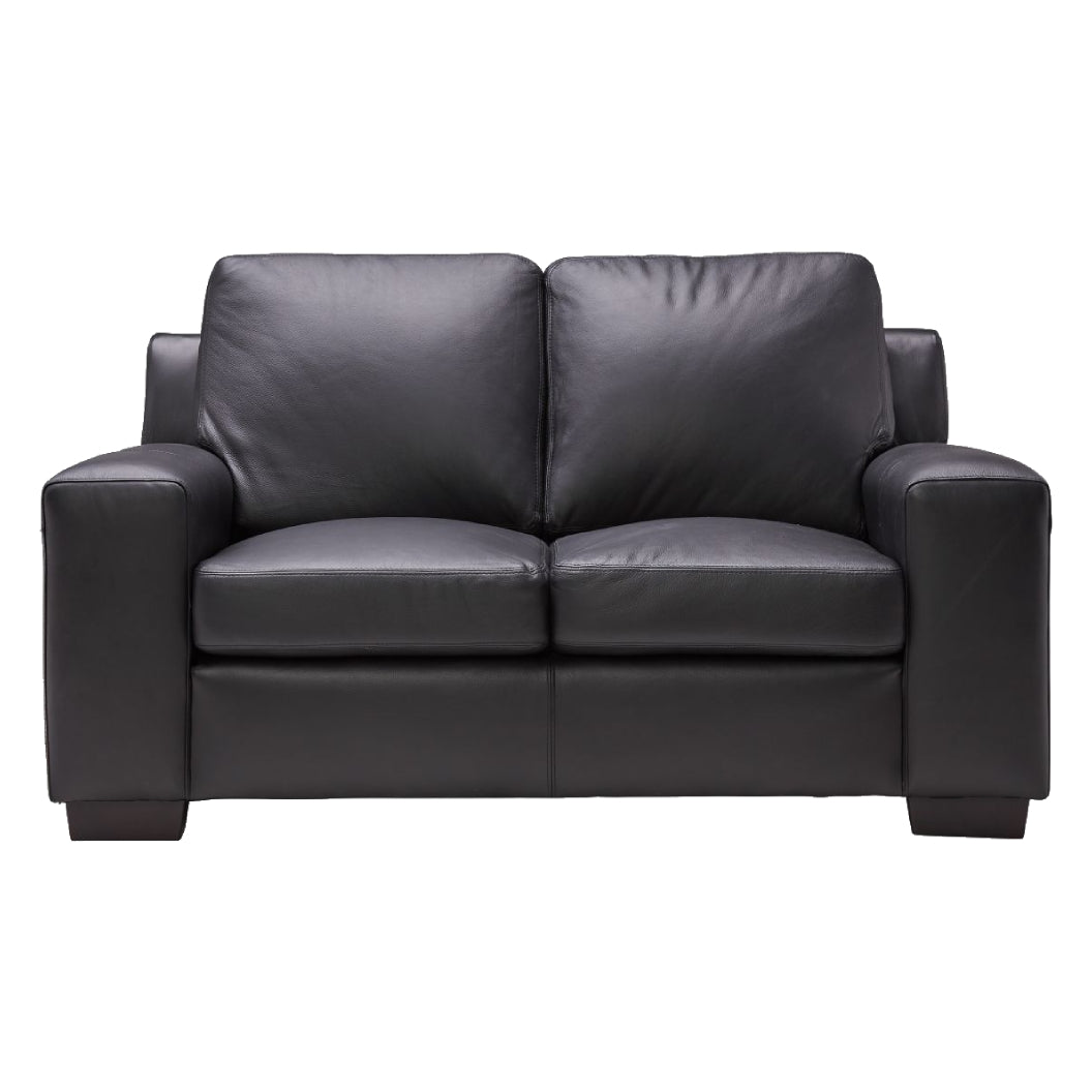 Causeuse en cuir noir corbeau - Bailey