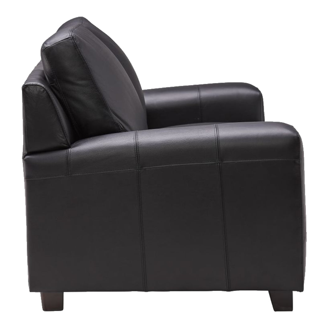 Causeuse en cuir noir corbeau - Bailey