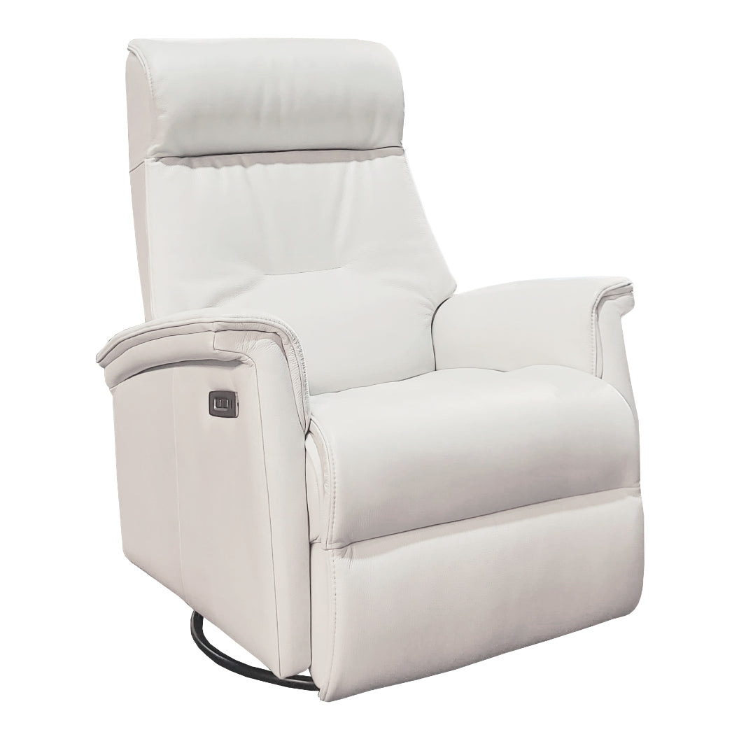 Fauteuil berçant, pivotant et inclinable motorisé en cuir blanc avec soutien lombaire - 21