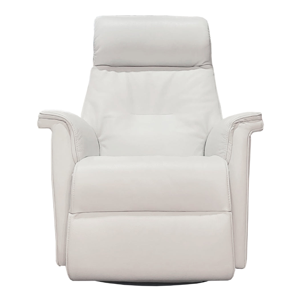 Fauteuil berçant, pivotant et inclinable motorisé en cuir blanc avec soutien lombaire - 21