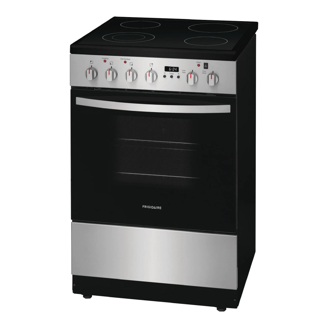 Cuisinière électrique 24 po, 1,9 pi³ Inox avec vitrocéramique et Convection à ventilateur