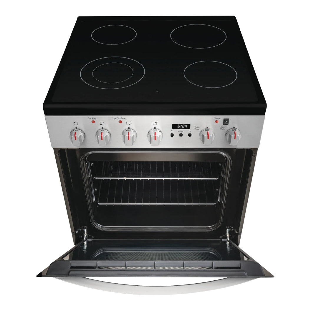 Cuisinière électrique 24 po, 1,9 pi³ Inox avec vitrocéramique et Convection à ventilateur