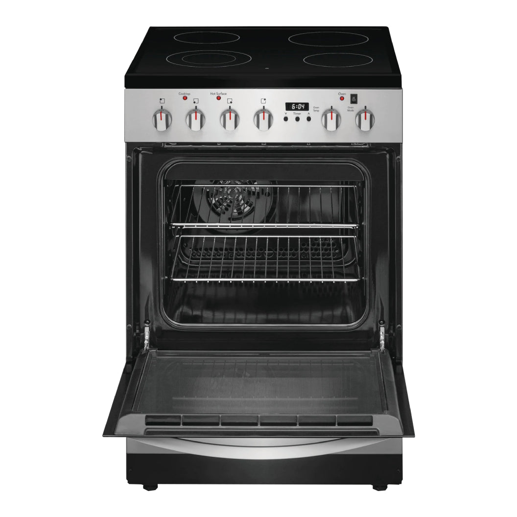 Cuisinière électrique 24 po, 1,9 pi³ Inox avec vitrocéramique et Convection à ventilateur