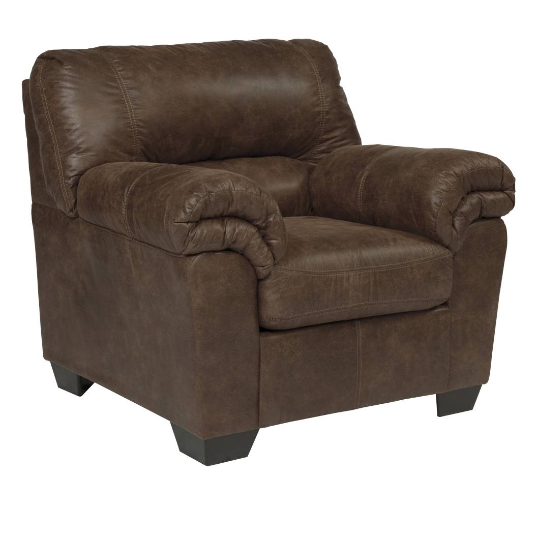 Fauteuil aspect cuir brun foncé - Bladen