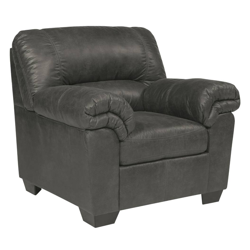 Fauteuil aspect cuir gris foncé - Bladen