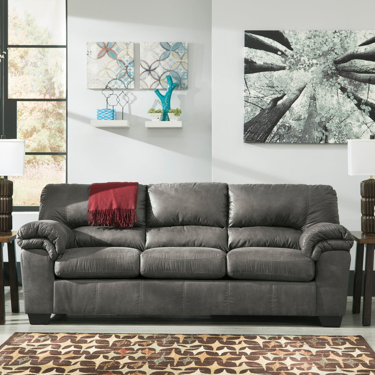 Sofa aspect cuir gris foncé - Bladen