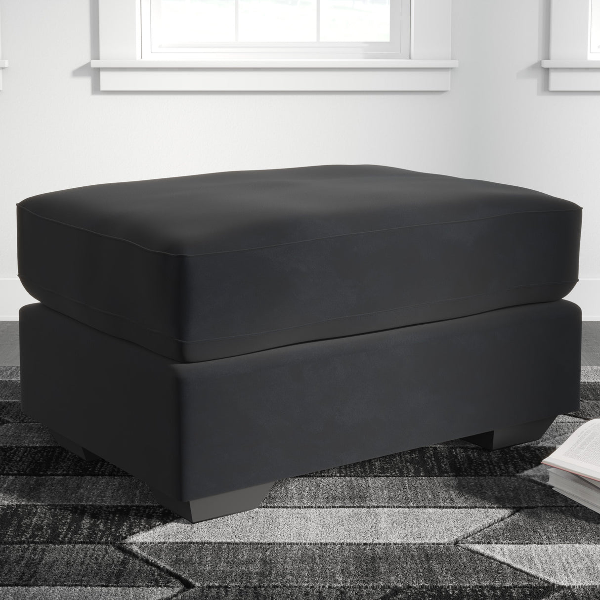 Ottoman en velours noir onyx - Gleston
