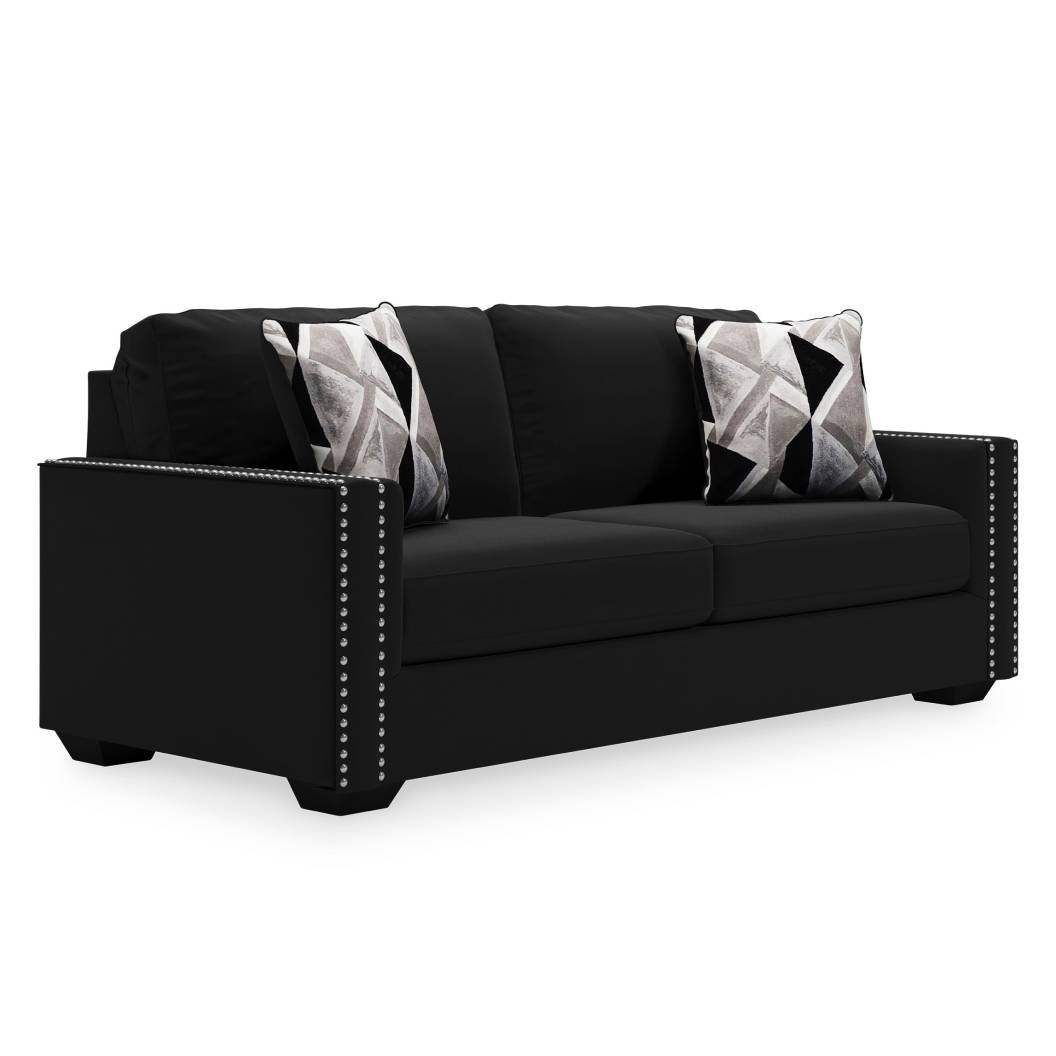 Sofa condo en tissu noir avec coussins - Gleston
